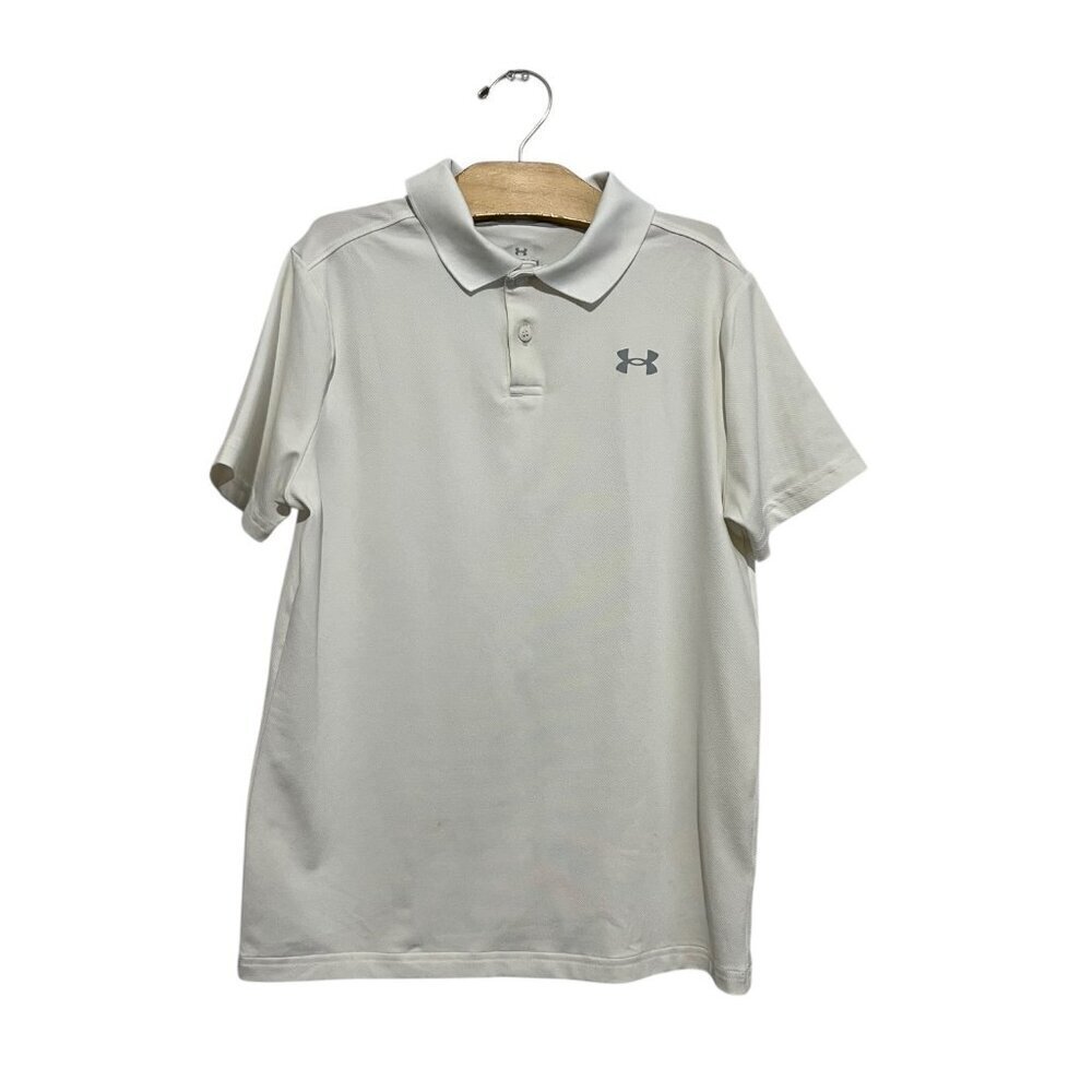 Under Armour Boys White Short Sleeve Polo Shirt Size YMD/JM/M